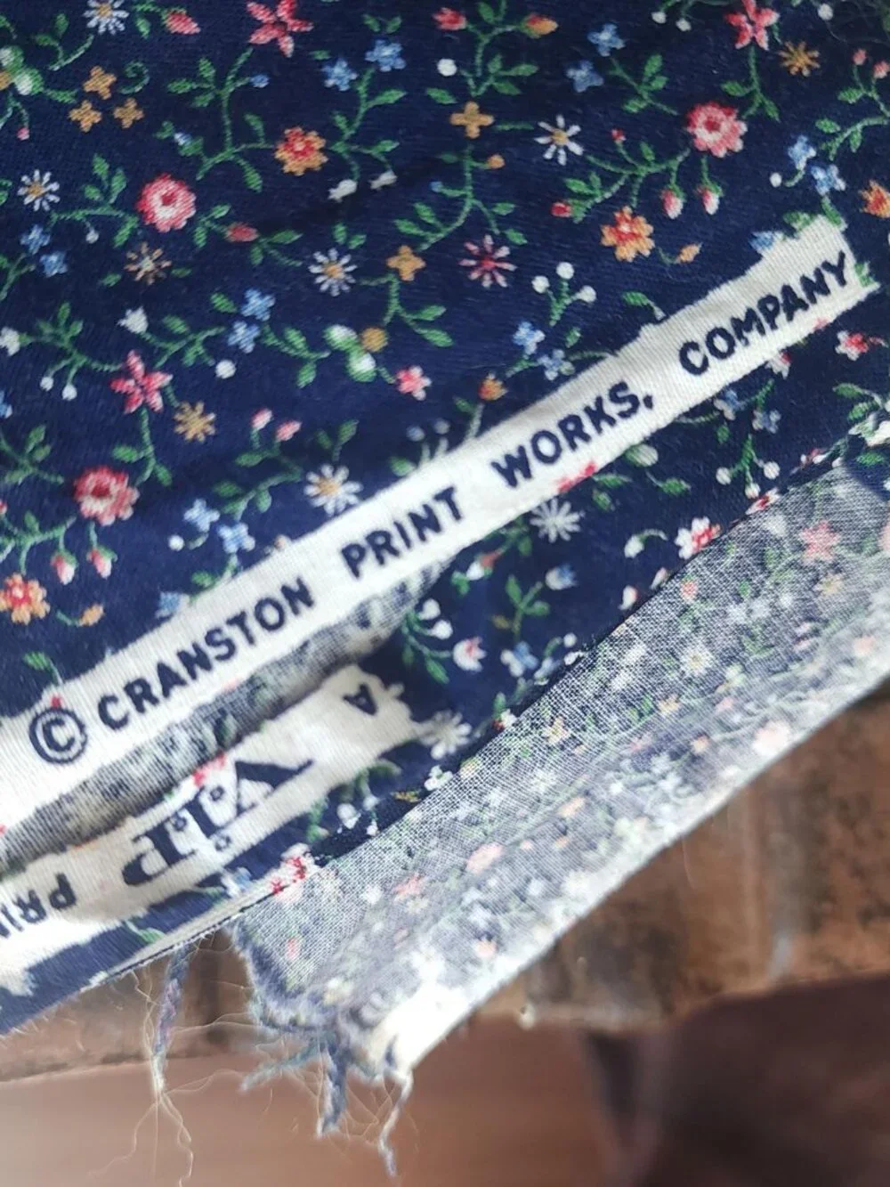 Vintage 1980s Blue Floral Calico Print Fabric, 4.5 Yards Cranston Print Works VI